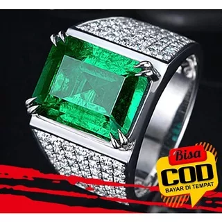 Batu Cincin Akik Pria Green Zamrud Biron Kotak Full Cutting Indonesia Murah