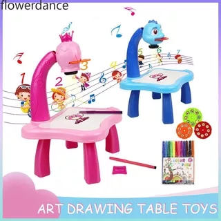 Painting Toy Fun Learning Desk Set,Multi-Function Kids Electric Projector Lamp,Children Educational Development Drawing MJy5 Kids Children Educational Early Learning Musical Projector Projection Painting Drawing Table Desk Toy Paint Tools
