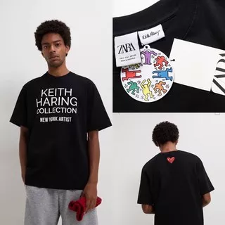 ZARA X Keith Haring Graphic Print Cotton Tshirt Original Sisa Export Jastip Sale Branded Ori