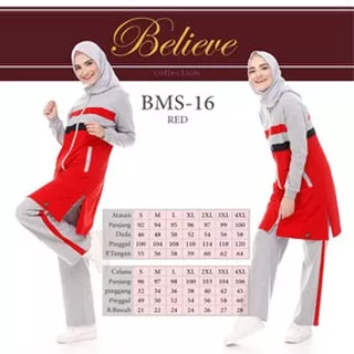 BELIEVE BMS 16 BAJU OLAH RAGA MUSLIMAH SYAR`I WANITA SPORTY AKHWAT KAOS NYAMAN FITNESS SENAM OLGA