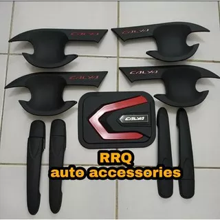 PAKET VARIASI CALYA HITAM DOFF DOP REDLINE EMBOSE HANDLE OUTER TANK COVER CALYA BLACK RED EMBOSE RED