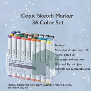 Copic Sketch Marker Set 36 Basic Color Spidol Gambar Arsitektur Menggambar Sketsa Ilustrasi Manga