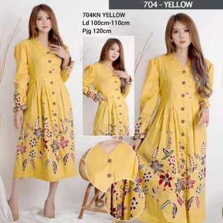 DRESS BATIK /GAMIS BATIK 704KNB YELLOW