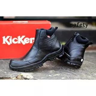 Termurah - Diskon! Sepatu Kickers Boots Kulit Safety Tracking Kerja Proyek Pria - Hitam, 39 -