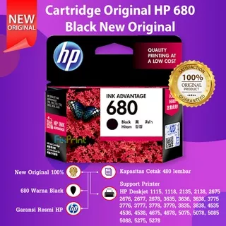 Ink cartridge HP 680 Black Original Catridge F6V27AA Katrid Tinta Printer 2138 3636 3638 4678 1118