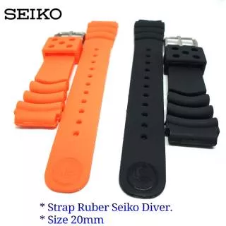 New 20mm Strap Karet Gelombang Seiko Diver Scuba Skx013,skx023 Monster High Quality hitam & Oren