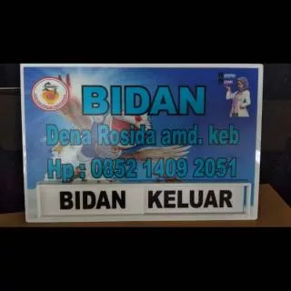 AKRILIK PAPAN NAMA BIDAN 20 X 30 SIGN LABEL ACRYLIC