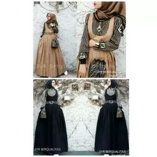 Setelan rok overall panjang dan inner/versace set/fendi set rok kodok panjang/setelan 2in1 muslim