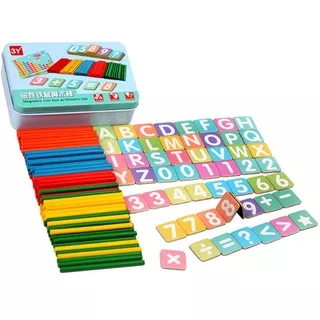 Educational Tin Box / Mainan edukasi matematika / Mainan hitung / Mainan Huruf / Sortir warna / Math in Box / Mainan Angka Magnet / Mainan Huruf Magnet / Mainan Montessori