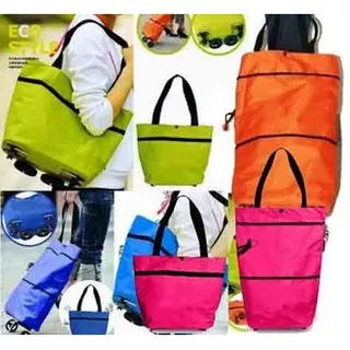 Tas Trolley Lipat Shopping Trolley Bag Praktis Multifungsi Unik Colourfull Dorong Tenteng Roda Tarik