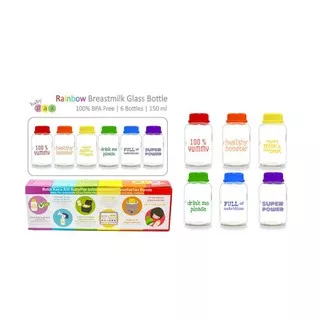 Baby Pax Botol Asi Kaca Rainbow 150 Ml - Isi 6. packing dus aman Botol Kaca Asi Botol Asi Warna