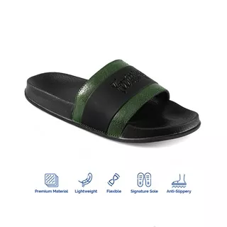 Sandal Pria Slide Footstep Footwear - Larry Black Green