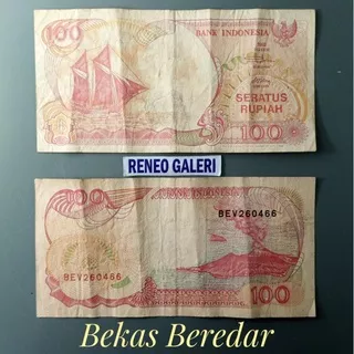 VF Rp 100 rupiah Tahun 1992 perahu Pinisi uang kertas kuno phinisi duit jadul lawas lama asli Indonesia bukan layar 1991