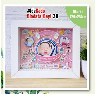 Kado pop Up Frame biodata kelahiran Bayi Lahir UKURAN 20 x 25 cm