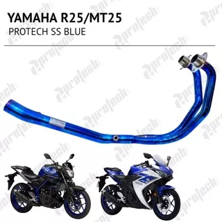 header/leher/pipa knalpot racing protech yamaha mt25/r25 Blue biru bluemoon