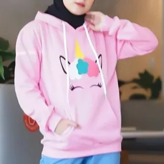 Sweater Hoodie Unicorn Rainbow Anak Usia 5-13thn Realpict Murah