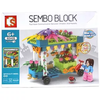 Brick City Cart - FLOWER Shop Cart - Sembo block 601105
