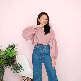 BLOOMING DAISY SHIRT / Korean Shirt / Kemeja wanita murah / Kemeja Oversize / Korean Blouse