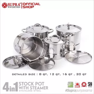 SUPRA Panci Stainless Steel 4 in 1 Stock Pot Tutup Stainless Steel