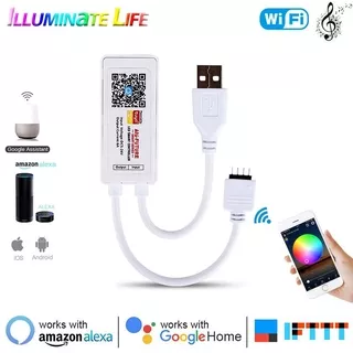 Controller Led Rgb Wifi Dc 5v 12v Berubah Warna Dengan Mode Timer Untuk Lampu Strip 2835 5050 Rgb