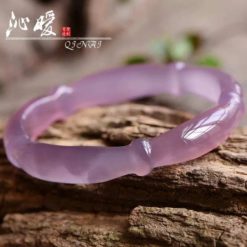 Bracelets Natural Ice King Purple Chalcedony Bracelet Bamboo Violet Agate Bracelet Goddess Crystal Gift Ornament