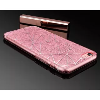 iPhone 6/6s (4.7) Diamond Grid Glitter TPU soft + Hard PC Back Case Rose Gold