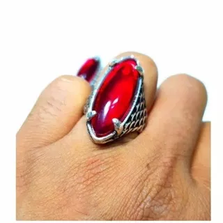 cincin batu merah Siam model pandan
