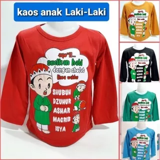 Kaos Anak laki laki atasan lengan panjang oblong pakaian muslim cowok shalat lima waktu murah grosir