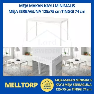 MELLTORP Meja makan kayu minimalis, meja serbaguna, 125x75 cm tinggi 74 cm