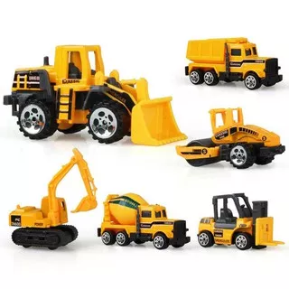 Mainan Mobil-Mobilan Anak Cowok Keren Truck Konstruksi Diecast 6PCS Heavy Excavator Plastik Awet