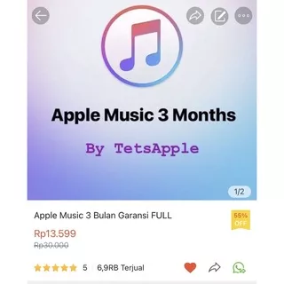 Apple Music 3 Bulan Garansi