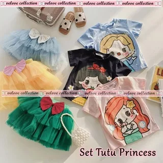 KALANTHA FASHION Setelan Tutu Grizelle Fashion Anak Perempuan Atasan dan Bawahan Model Rok Tutu Lucu