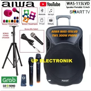 Speaker Portable Wireless 15 Inch Aiwa WAS-115LVD USB Bluetooth new bisa TWS