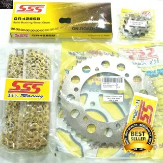 Komplet Gear Set SSS YAMAHA Vixion & Byson Gir Depan 14/15 Belakang 32/39 Rantai 428x130 SB