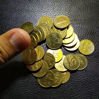 uang koin kuno 50 rupiah komodo kuningan tahun 90 an