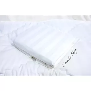 Bed Cover Set Hotel Dobby Putih Salur / Kotak - 160 / 180 / 200 x200x40cm