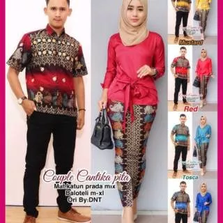 BAJU BATIK COUPLE SARIMBIT ALIKA SERAGAM PESTA HIJAB KEBAYA WANITA KUTUBARU MODERN MEWAH KONDANGAN