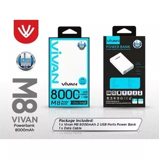 PowerBank Vivan M8 8000 Mah Fast Charging Original Kapasitas Real 100% New Product