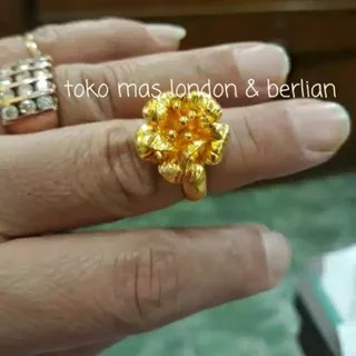 Cincin Mawar Emas Asli 24K Kadar 999,9%,