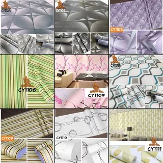 HARGA TURUN !! Wallpaper Dinding Sticker Motif 3D Garis Bunga Premium Size 45cm x 10meter