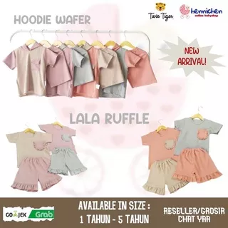 TWIN TIGER HOODIE WAFER PLUS SHORT SETELAN HOODIE KANTONG ANAK / LALA RUFFLE SET SETELAN RUFFLE