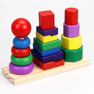 Edufuntoys - GEOMETRIC STACKER/ tower shape rainbow tower/ mainan edukasi anak