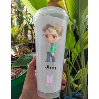 tumbler BTS || reuseable glass || gelas stiker || Tahan air || SUGA • V • TAEHYUNG • JONGKOOK • JHOPE • RM • JIMIN • JIN || BT21 || BANGTAN BOYS || BTS-EDITION || TINY TAN