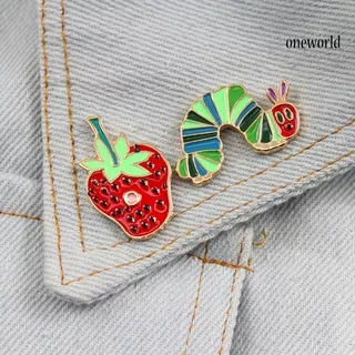 OW@ Brooch Pin Strawberry Shape Portable Unisex Funny Enamel Brooch Pin Set for Daily Life