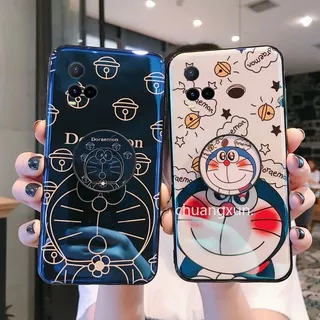 Kesing hp 2021 New Casing Vivo Y21s Y33s Y21 V21 4G 5G Y53s Y20 Y12A Y20s Cartoon Phone Case Blu-ray Doraemon with Stand Case TPU Anti-fall Phone Soft Case
