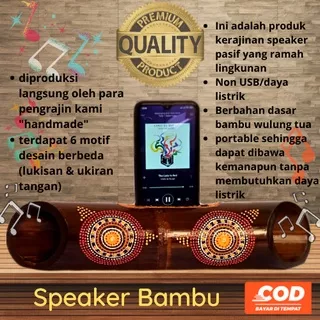 speaker / spiker / musik box / Speaker Bambu / speaker non bluetooth / speaker kayu / speaker unik /  speaker Pasif (Lukis & Ukir)