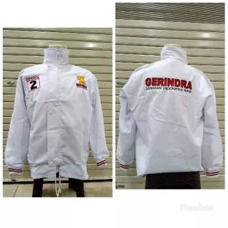 Jaket GERINDRA Jaket Baju Partai GERINDRA Jacket Putih Lengan Panjang Tebal PREMIUM