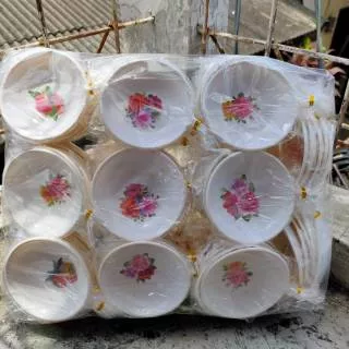 Souvenir Mangkok Bulat Ceper Kemasan plastik GRATIS KARTU UCAPAN TERIMAKASIH