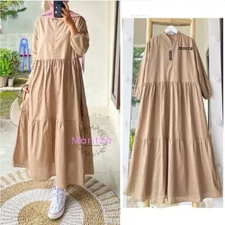 Long Tunik Katun Rayon Polos Busui Frendly / Midi Dress Katun Adem