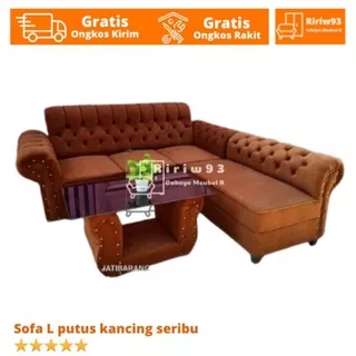 Sofa L putus kancing sofa L murah sofa tamu sofa cirebon sofa minimalis sofa terlaris tegal Indramayu GRATIS ONGKIR